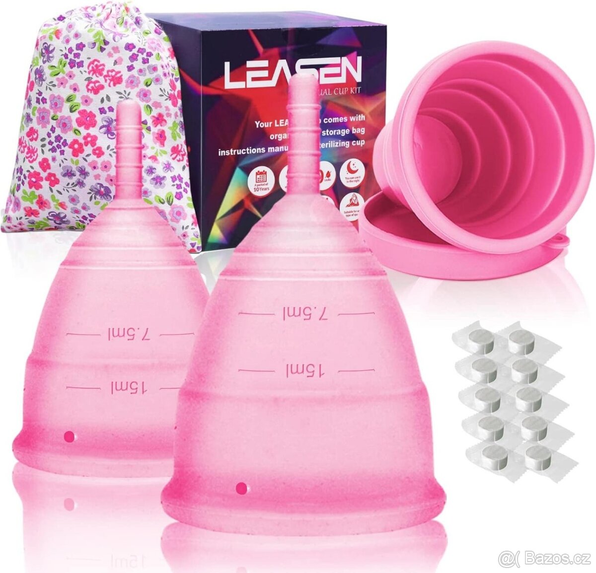 Sada menstruačních kalíšků (vel.S a L) s příslušenstvím NOVÉ