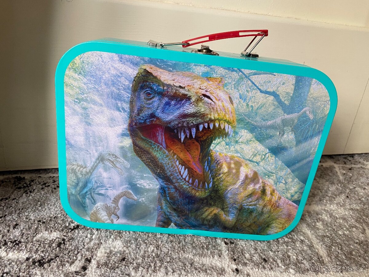 Puzzle Dinosauři v kovovém kufru