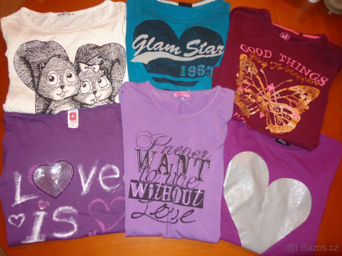 Značková trika s dlouhým rukávem, vel. 158/164