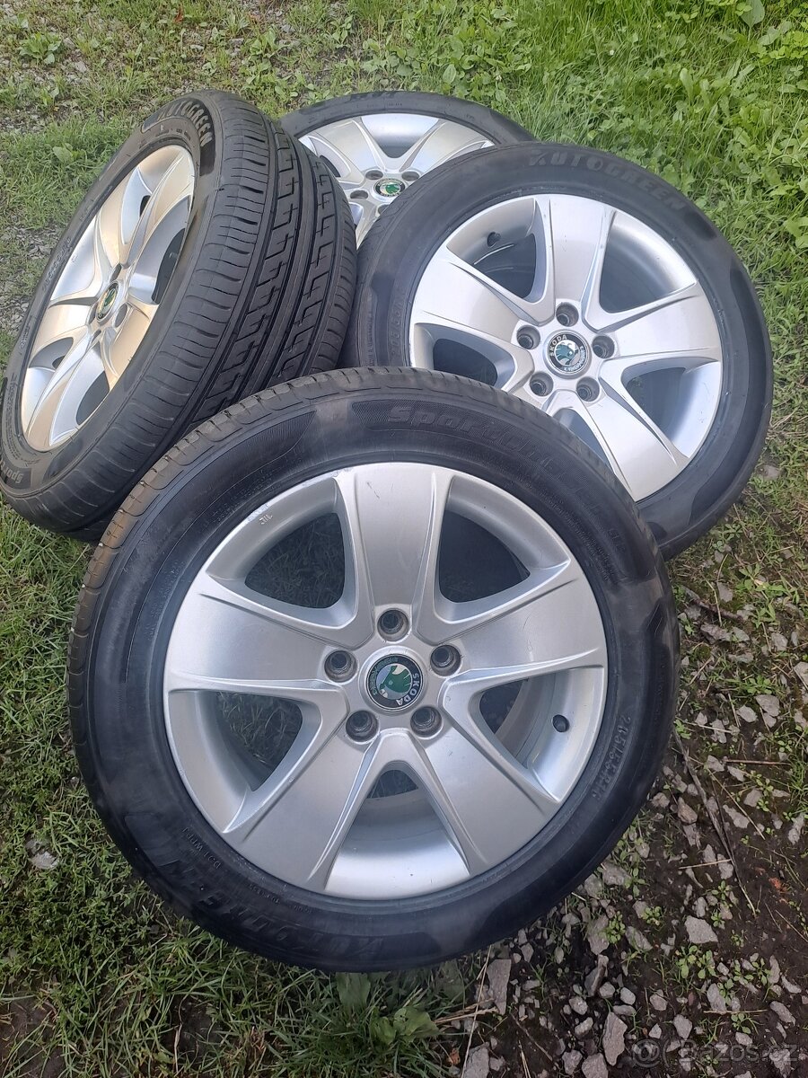 Alu kola 5x112 originál Škoda Octavia II 205/55 R16