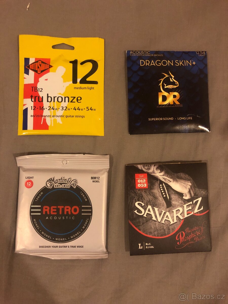 Struny pro - akustická kytara tvrdost .12