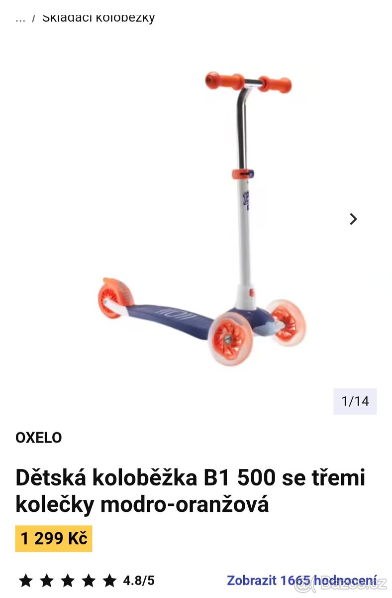 Decathlon tříkolová koloběžka-blikajicí