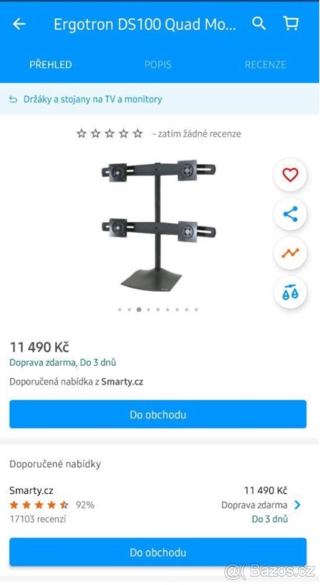 Ergotron ds100 drzak na 4 monitory 24”