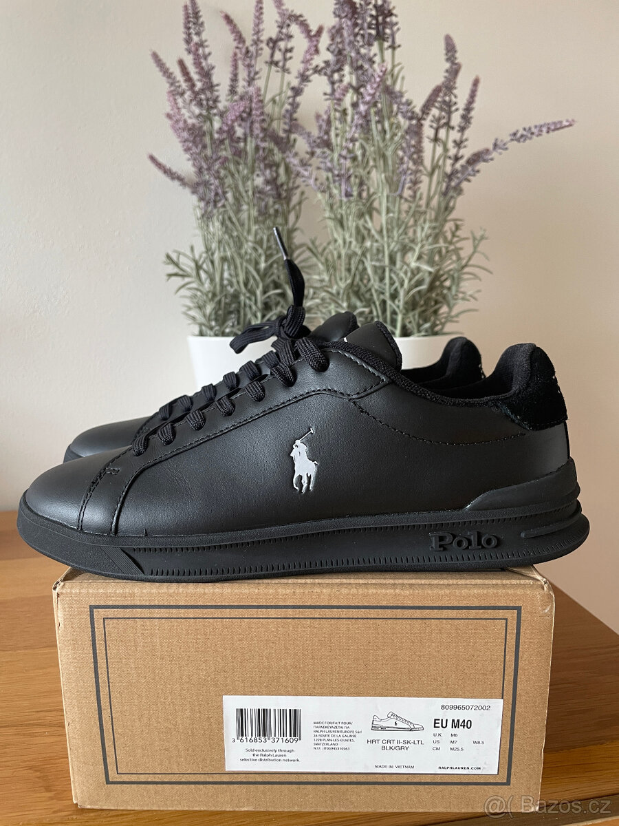 Černé kožené unisex tenisky Polo Ralph Lauren 40