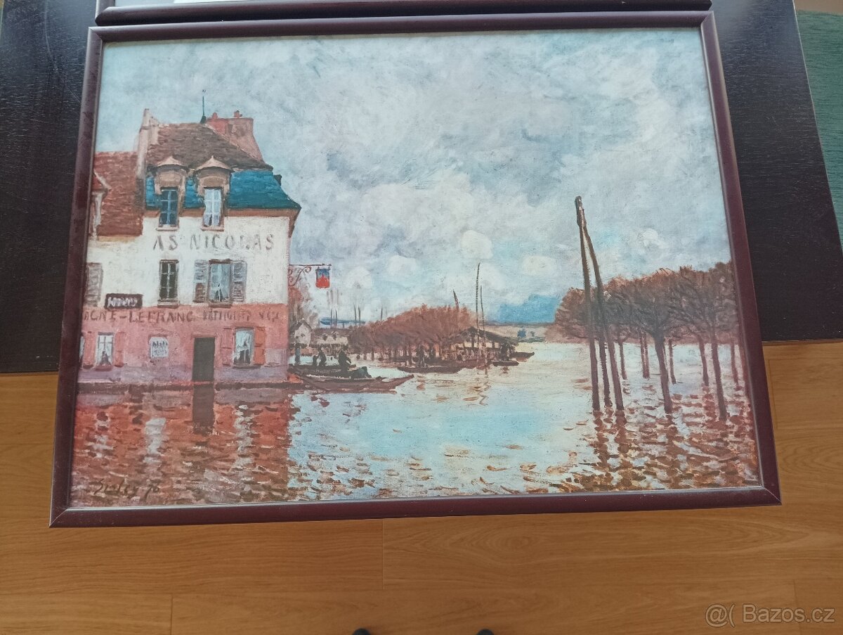 obrazy v rámu za sklem