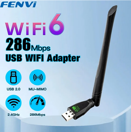 WIFI 6 USB Adapter s antenou 286Mbps / 2,4Ghz nové