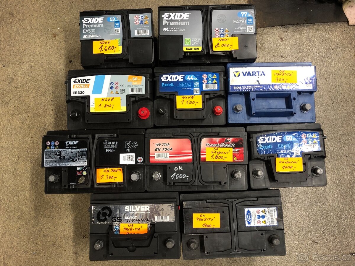 Autobaterie Exide - NOVÉ i použité