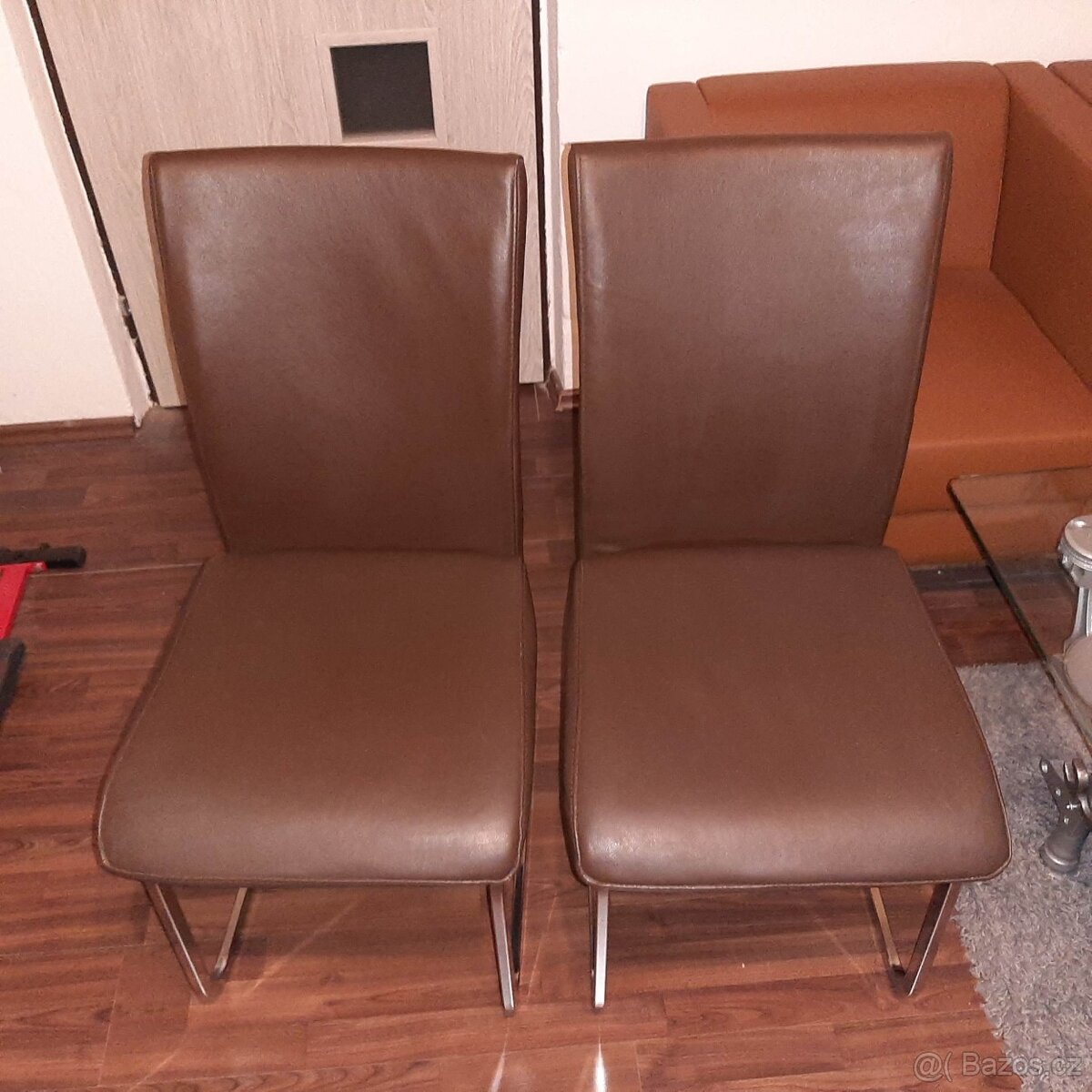 Kožené židle 2x hnědá