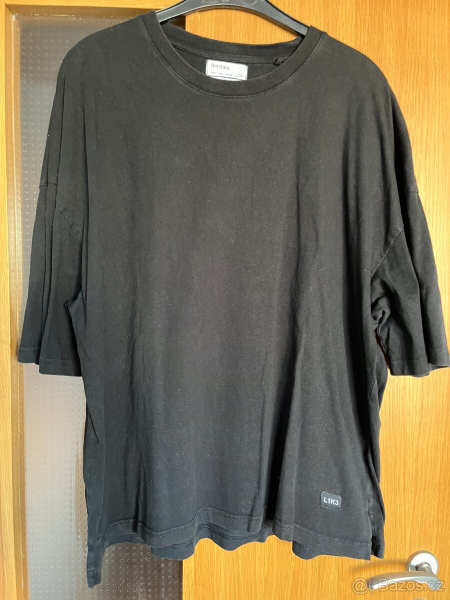 Bavlněné tričko černé Bershka, oversize 3 ks