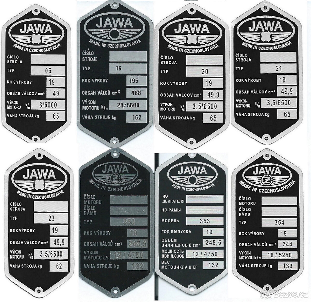 Štítky na Jawa, ČZ, Babetta, Manet...