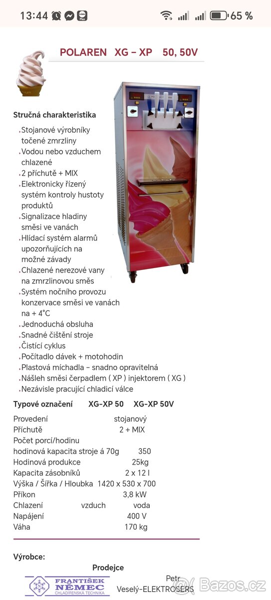 Výrobník zmrzliny Polaren xg 50