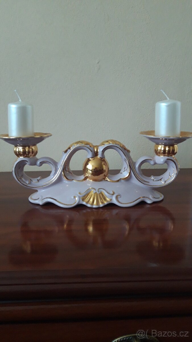 Rúžový porcelán zlacený