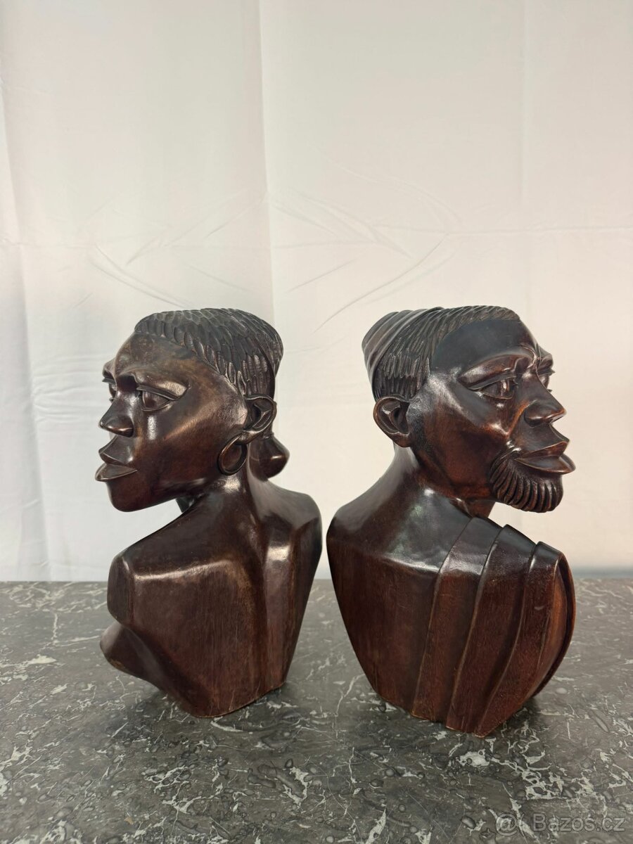 Párový set afrických dřevěných bust (602001)