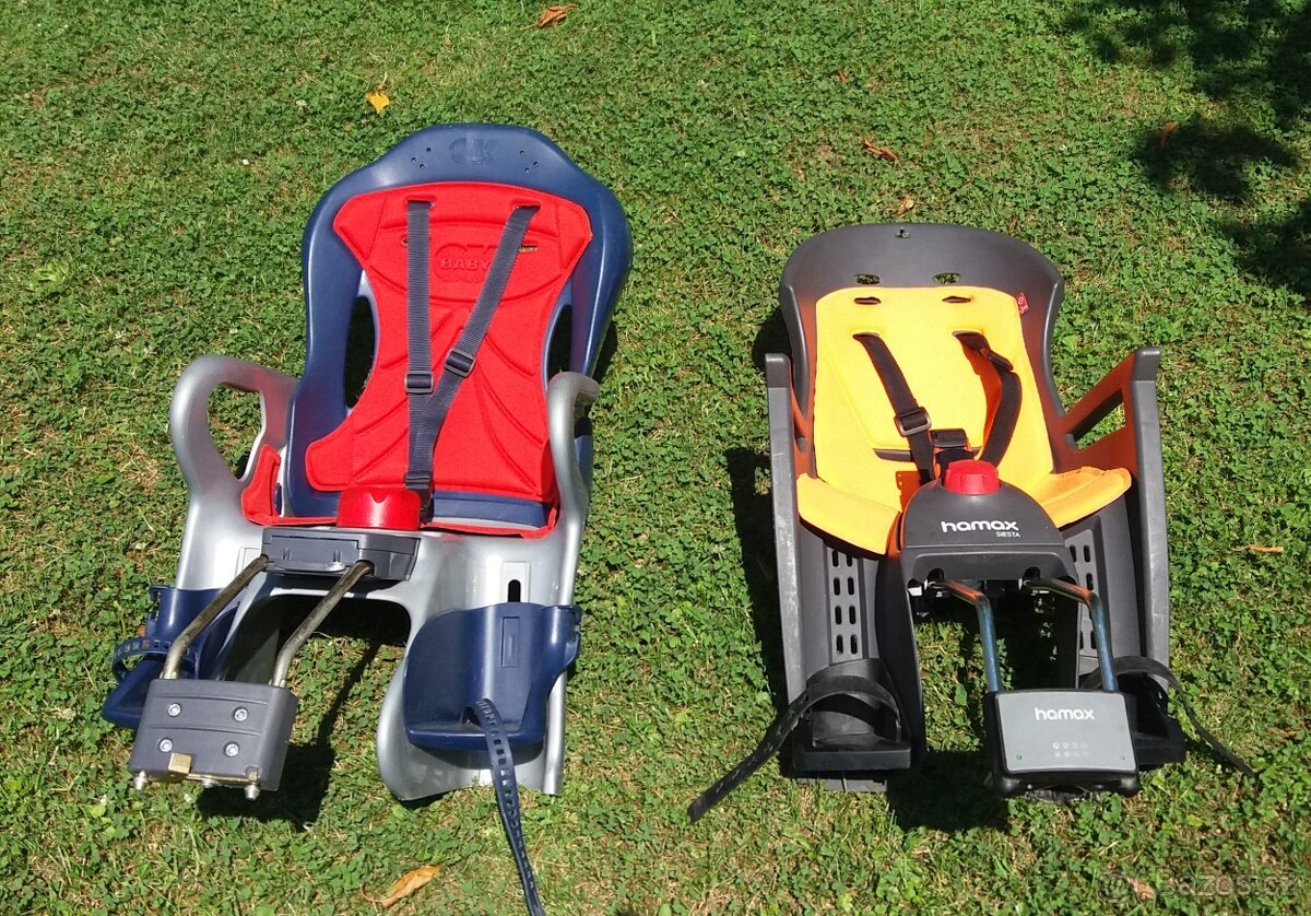 2x Dětské cyklosedačky na kolo Hamax Smiley a Babypoint můžu