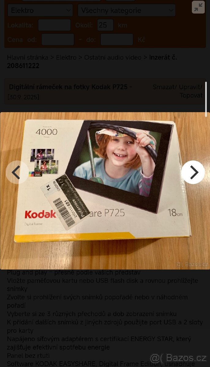 Fotorámeček značky Kodak