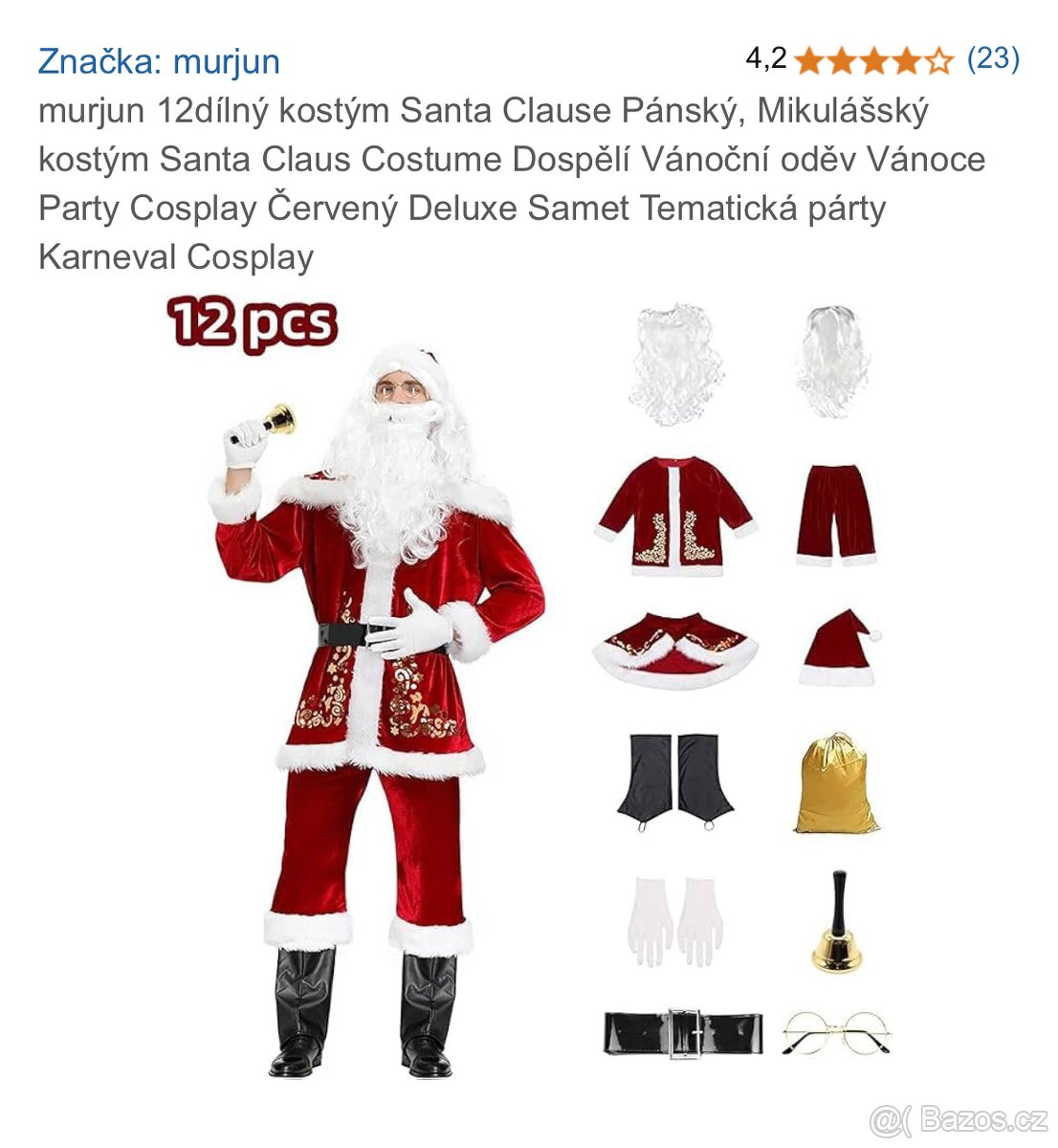 Kostým Santa Klaus 12-dílný