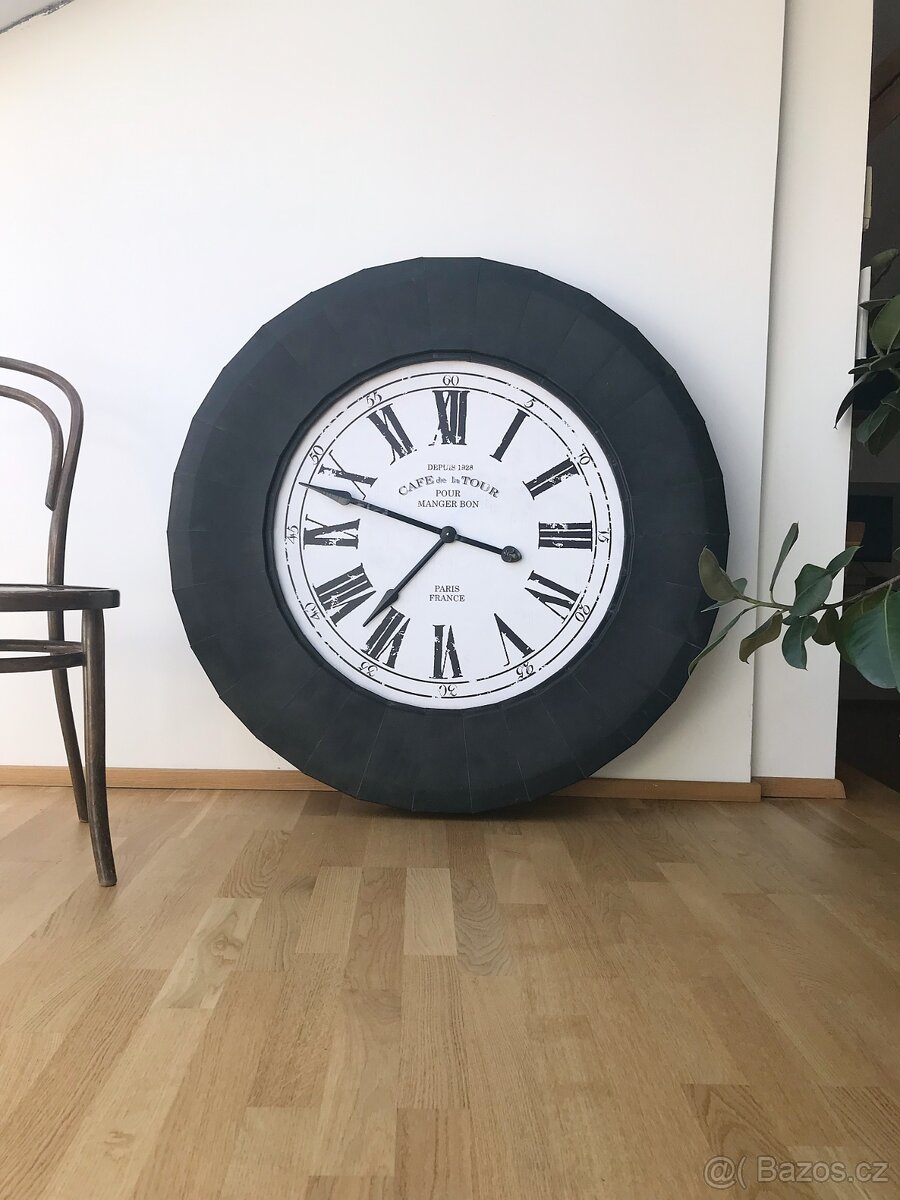 Velké retro, vintage nástěnné hodiny "Café de la Tour"