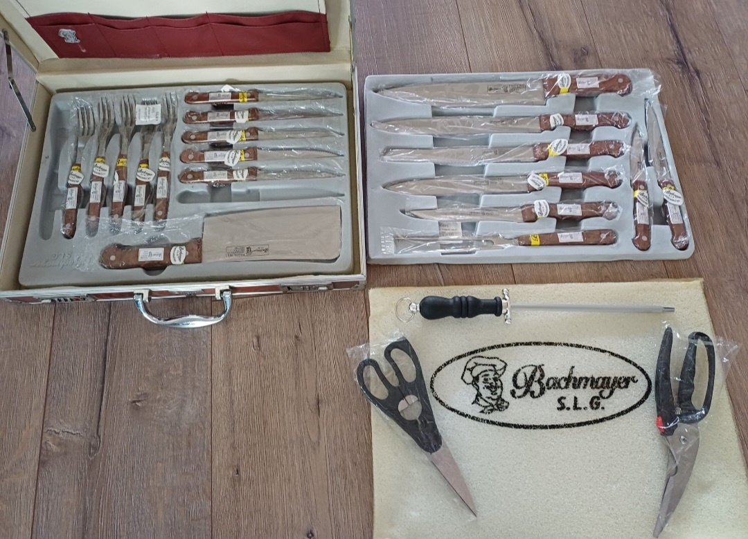 Bachmayer S.L.G. nová sada příborů, nožů, nůžek a brousku