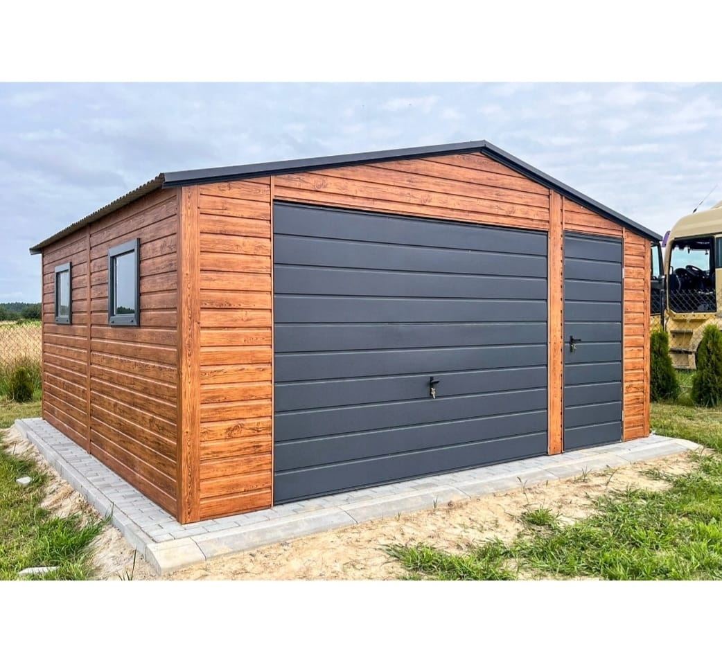 Plechova garáž 5x5m výklopná vrata - dveře