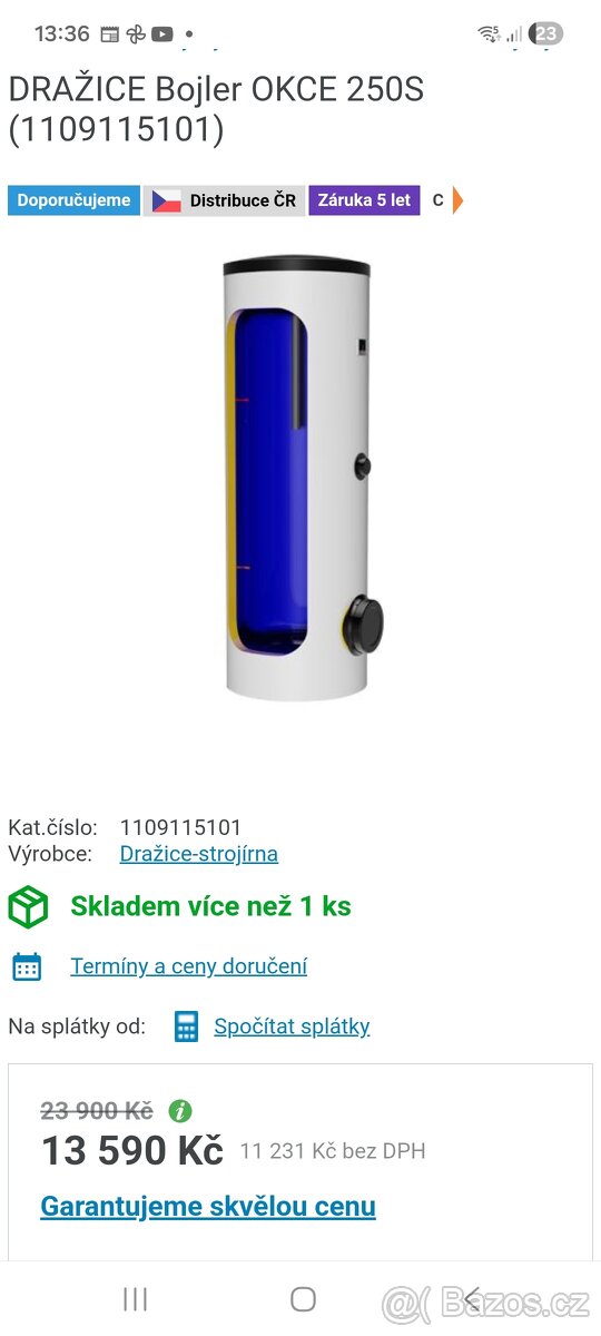 Kombinovaný bojler 250l