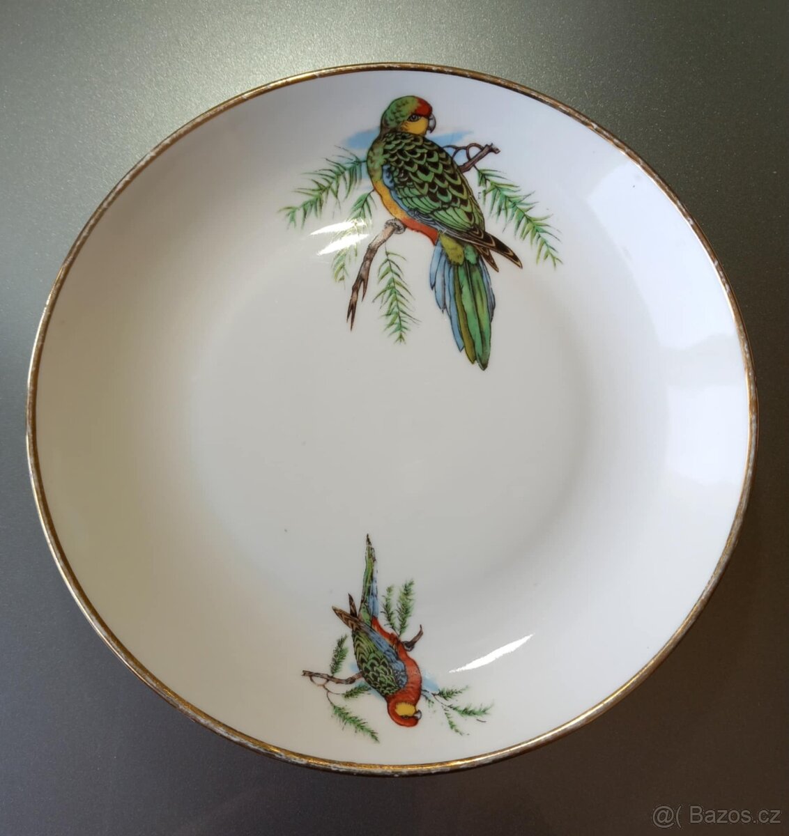 G.P. Limoges talíř 12,5 cm – motiv papoušků