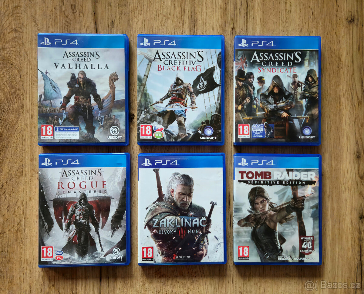 Hry PS4 - Assassins Creed, Zaklínač, Tomb Raider,...