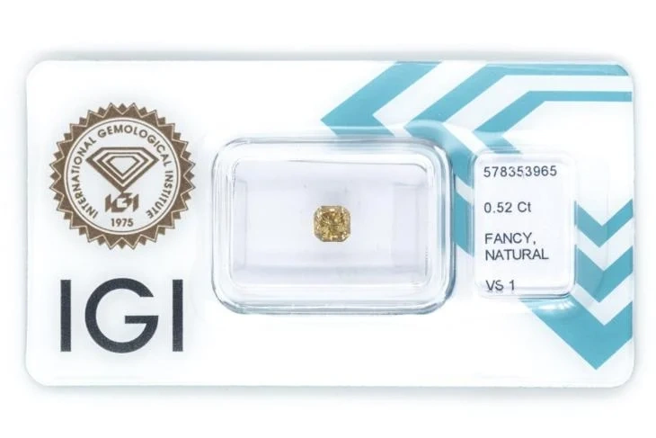Diamant - Nat. Fancy Intense Brownish Yellow - 0,52ct - VS1