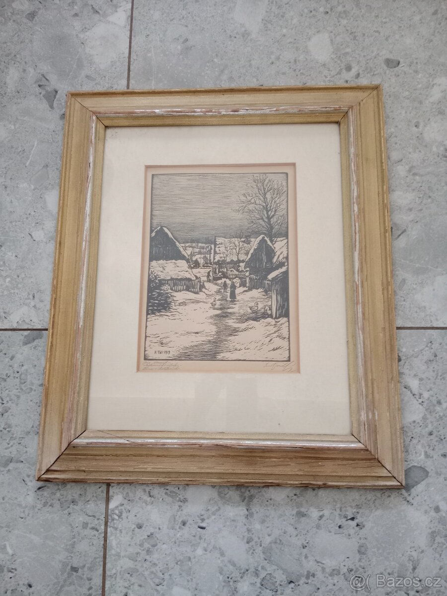 Obraz dřevoryt orig. Tondl,  LETNÍ SLEVA 10%