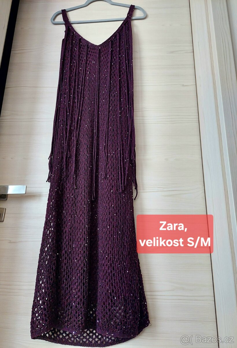Vel. S/M Zara dlouhé vínové šaty