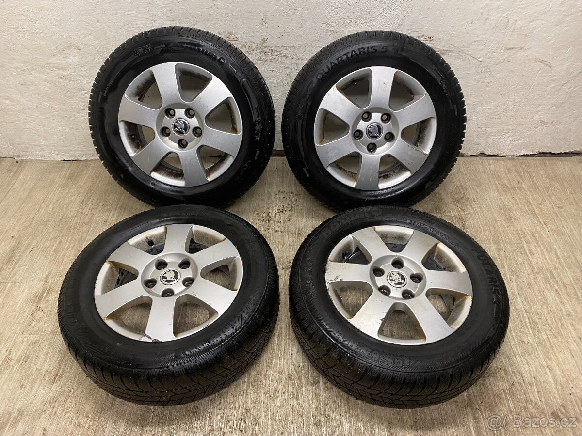 ALU KOLA ŠKODA R15 5x112 SE ZIMNÍMI PNEU BARUM 195/65R15