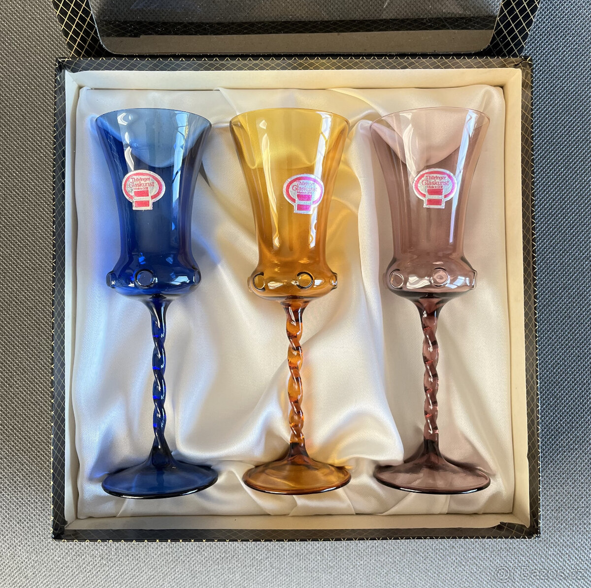 3x barevná sklenice, dárková sada, Lauscha Glas II