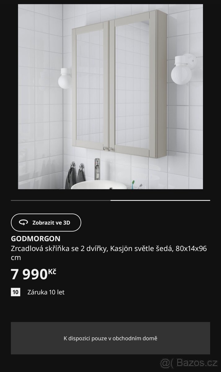 Godmorgon Ikea zrcadlová skříňka se dvířky