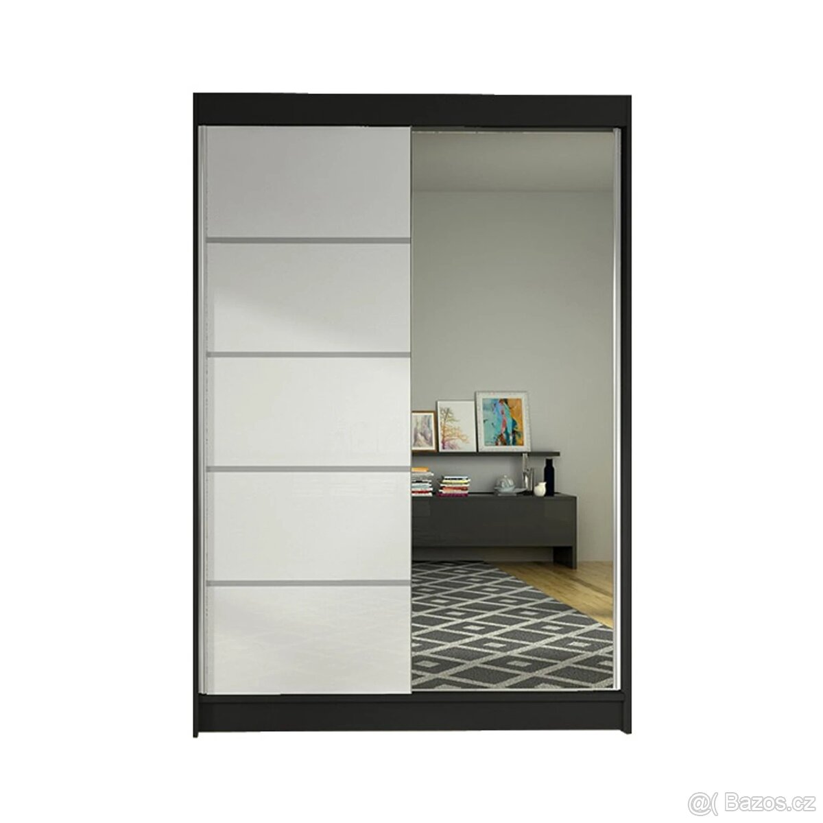 Šatní skříň Lino III šíře 120 cm se zrcadlem
