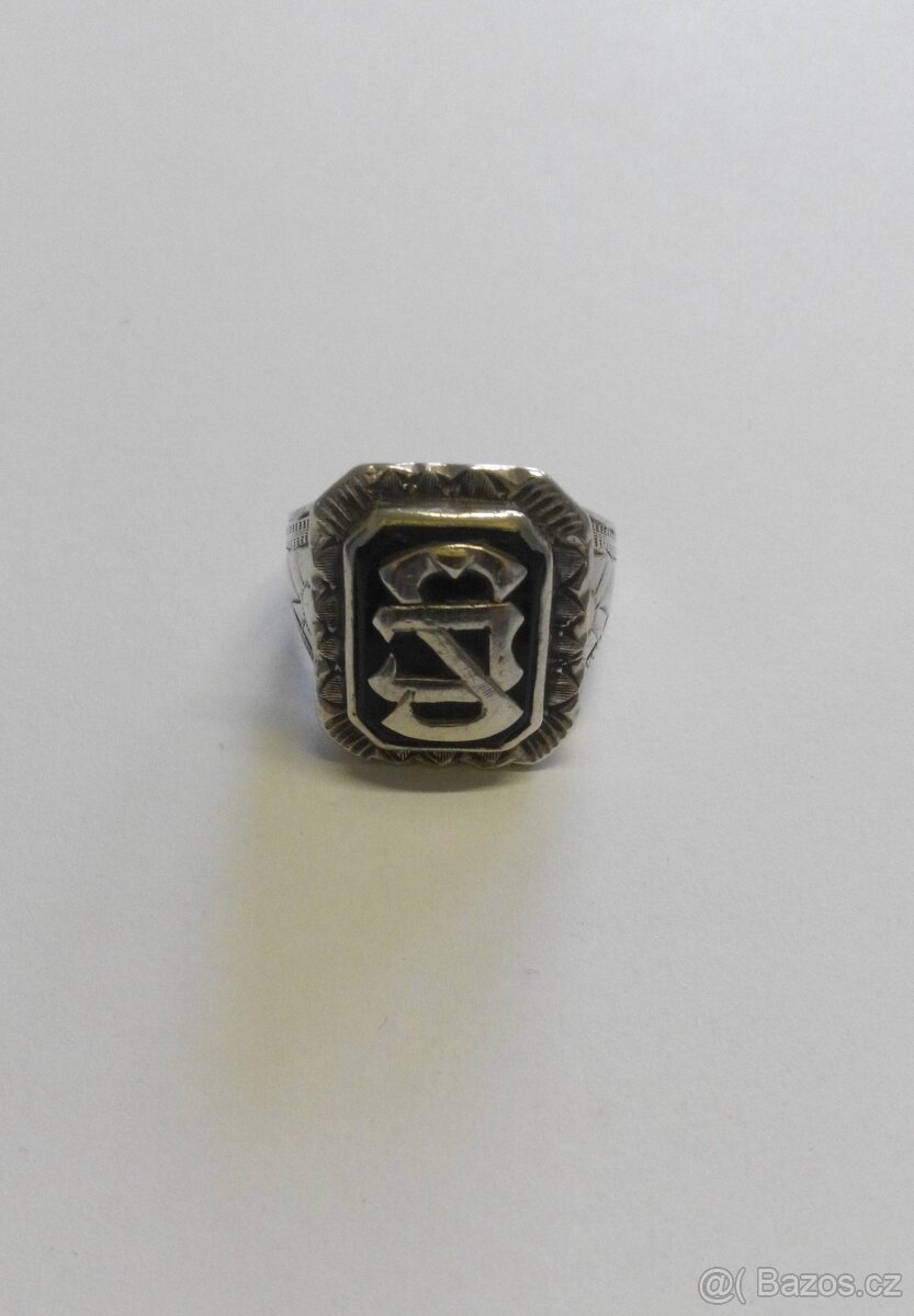 Starožitný velký stříbrný pánský prsten