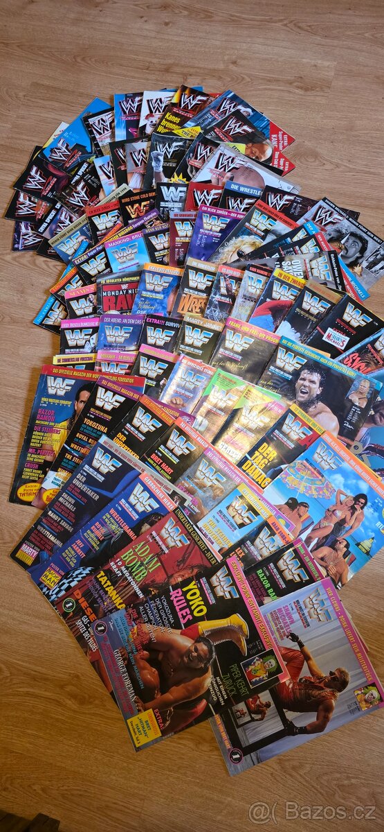 Sbírka německých WWF (WWE) wrestlingových časopisů z