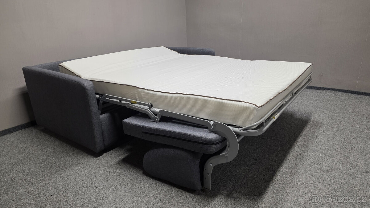 Nový rozkládací gauč s postelí šedá látka