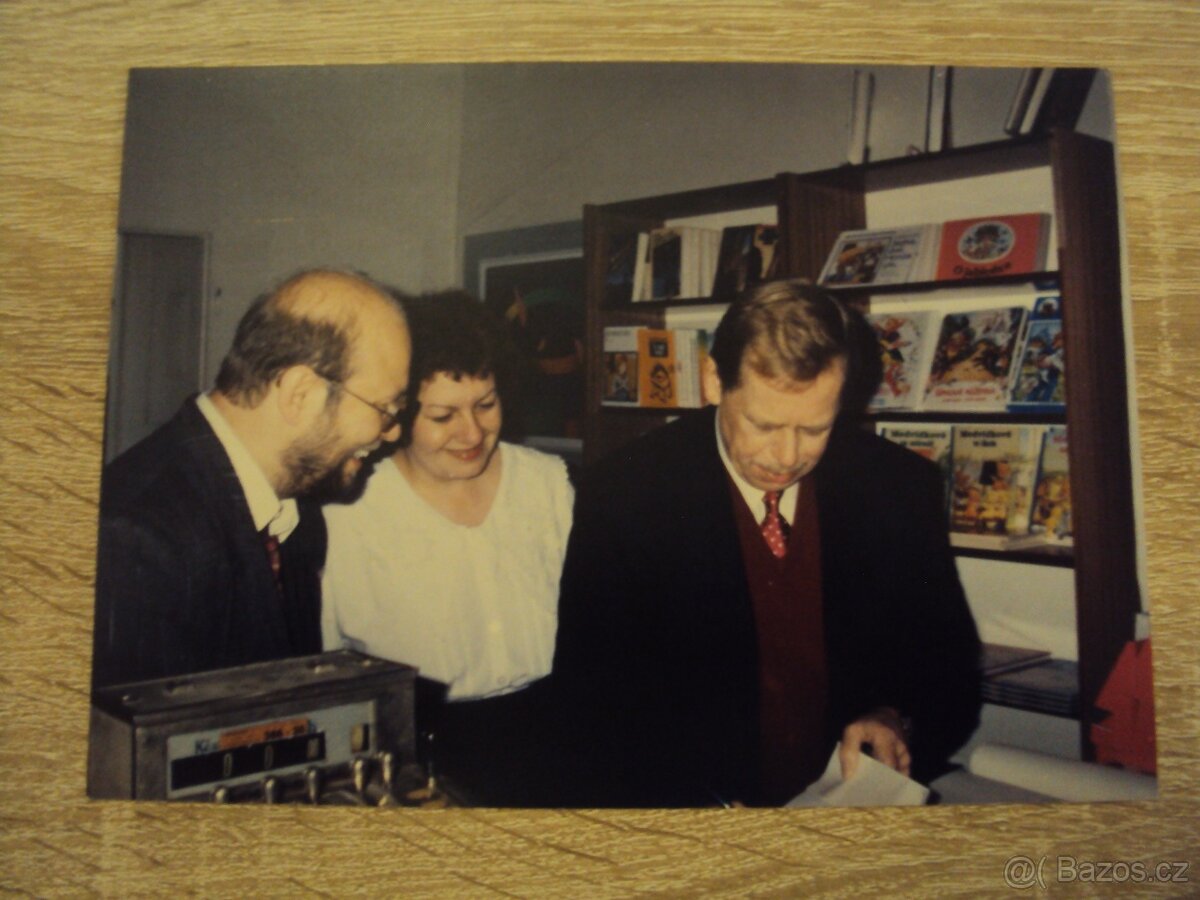 Podpis Václav Havel - I. Vydání knihy 1991, foto + lístek