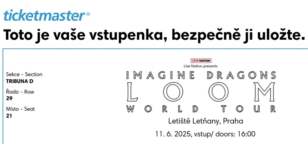 Vstupenky na Imagine Dragons 11.6.