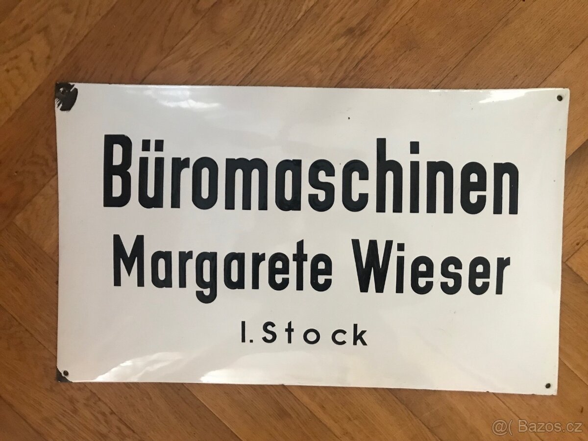 Německá smaltovaná cedule