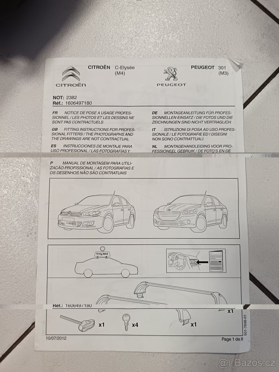 Zahrádka C-Elysee Peugeot 301