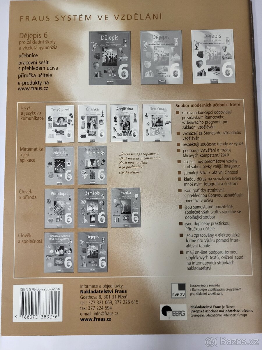 učebnice Fraus Dějepis 6 a pracovní sešit, příručka učitele