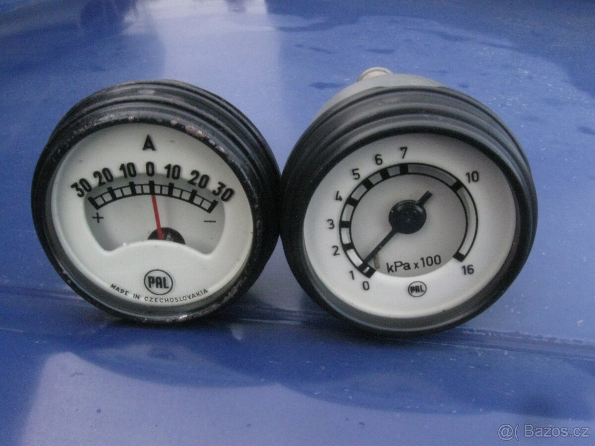 ZETOR 25 - Super 50 Tlakoměr 0-16kg/cm2 + ampermetr +/-30A