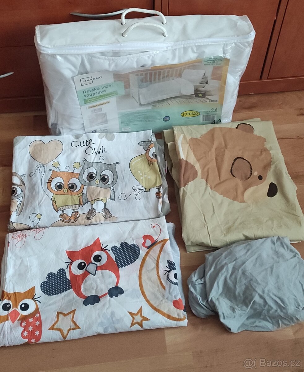 Do dětské postýlky: peřina+polštář, 3xpovlečení, prostěradlo