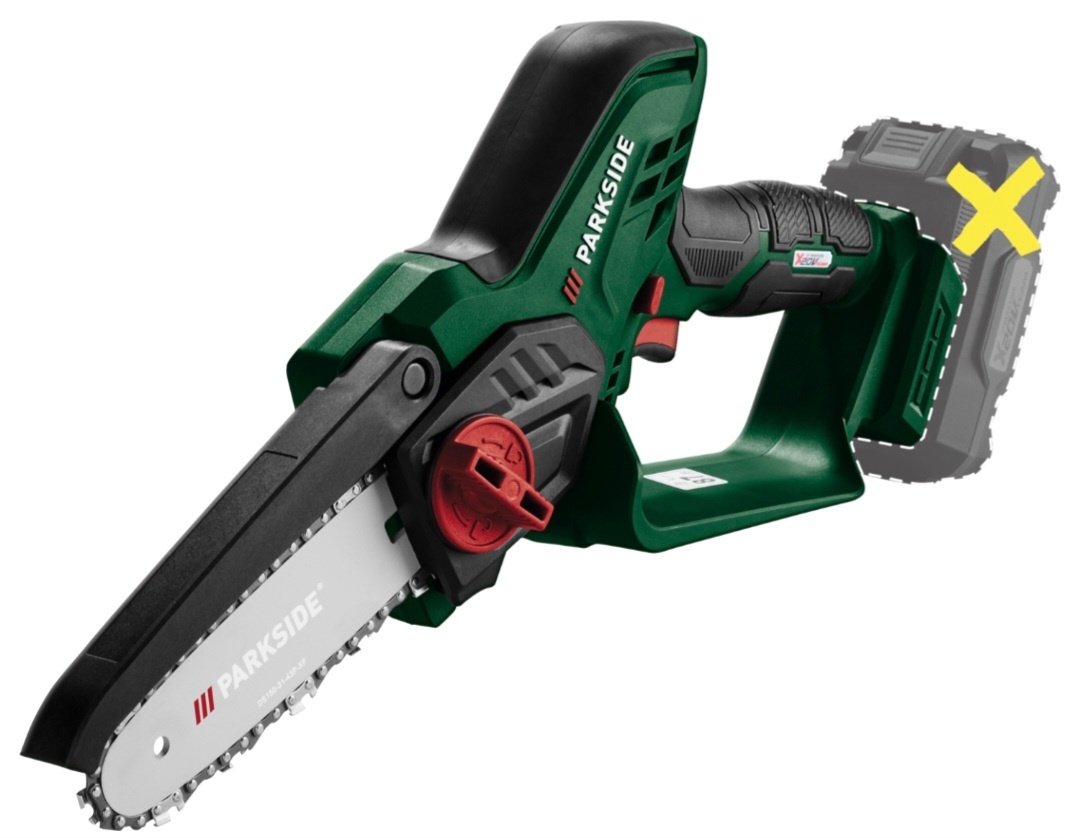 Aku řetězová pila Parkside V20 do ruky s baerií ah4 naječkou