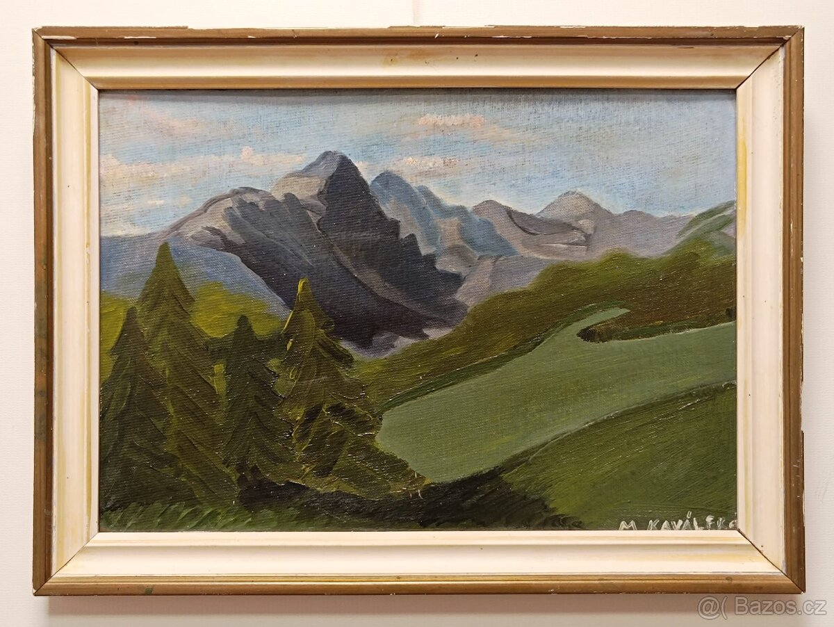Obraz M. Kaválek, Vysoké Tatry 1965, olej na plátně 30x40