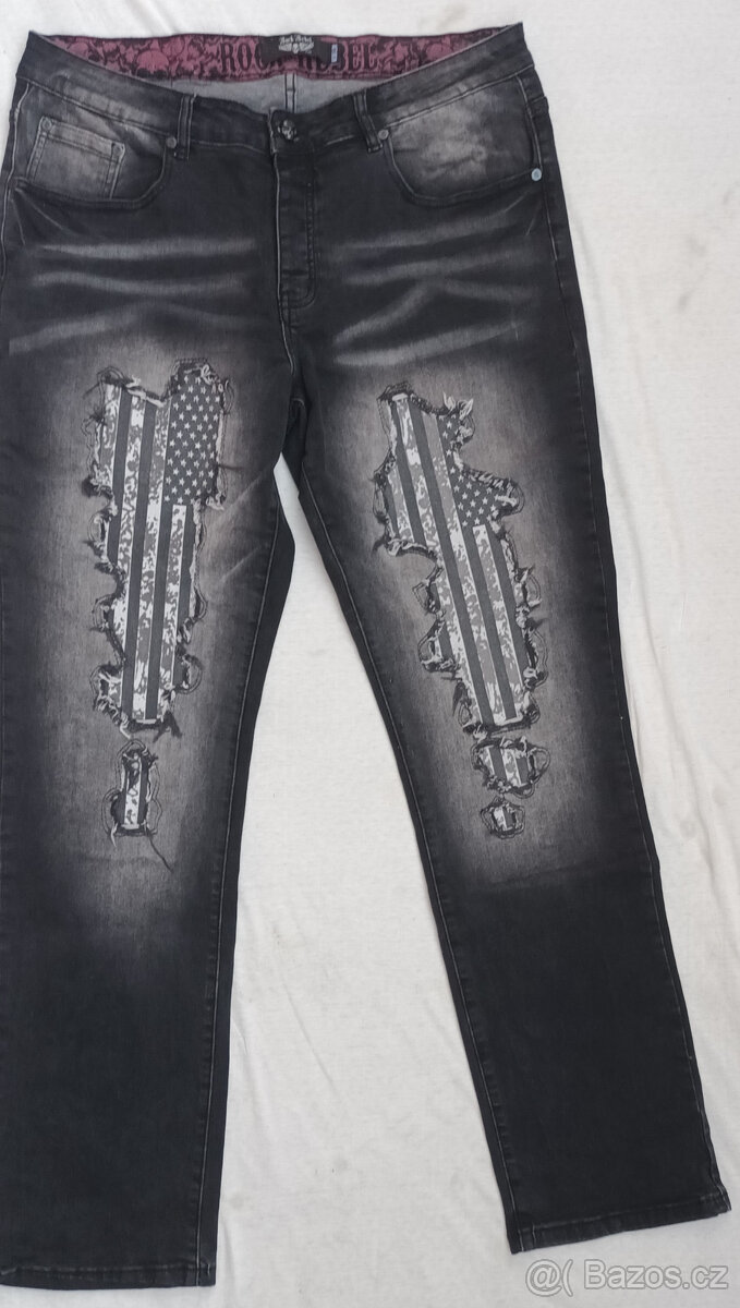 ROCK REBEL pánské džíny v. XL  Nové,ZA POLOVINU CENY 