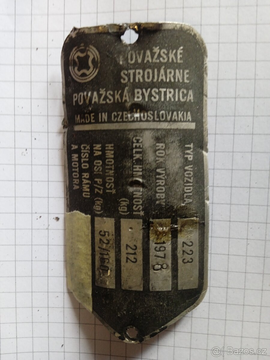 Originál štítek Jawa 50 pionýr