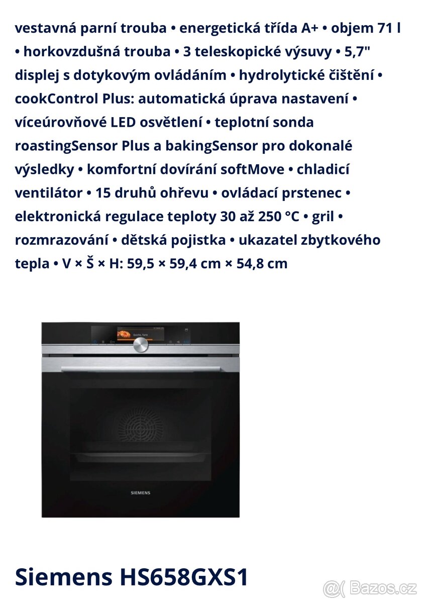 Vestavná trouba SIEMENS HS658GXS1