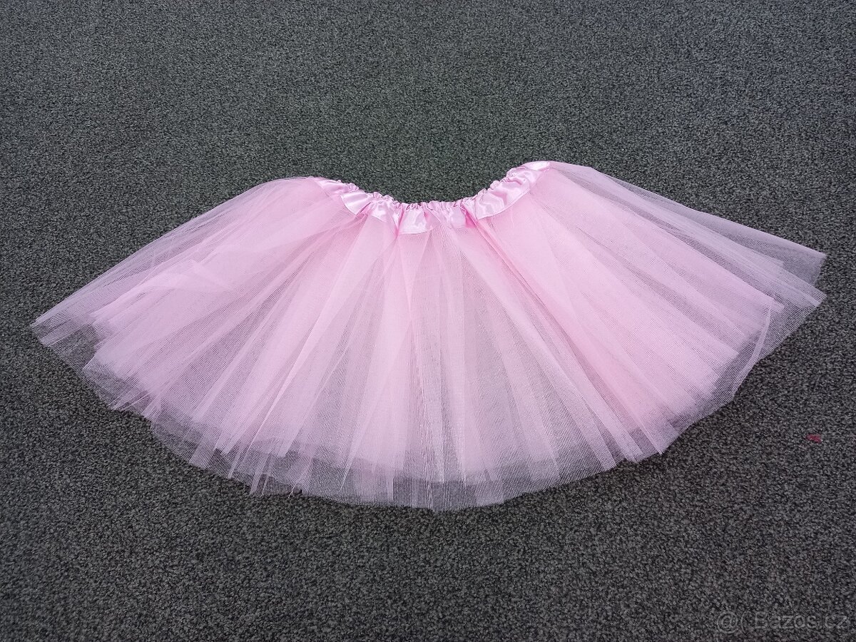 Tylová tutu sukně, délka 30 cm, cca 3-6 let, světle růžová