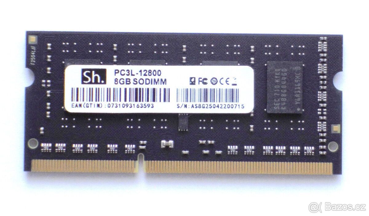 8GB DDR3L -1600 SODIMM Samsung NOVÉ v orig. obalu